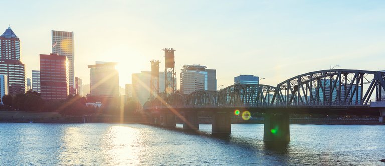 Beautiful sunrise over Portland, Oregon.