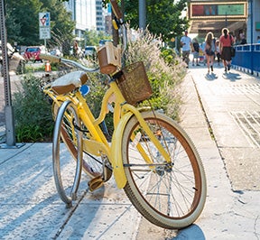Yellow Bike on the Street in Indianapolis 