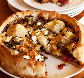 Chicago deep-dish pizza.